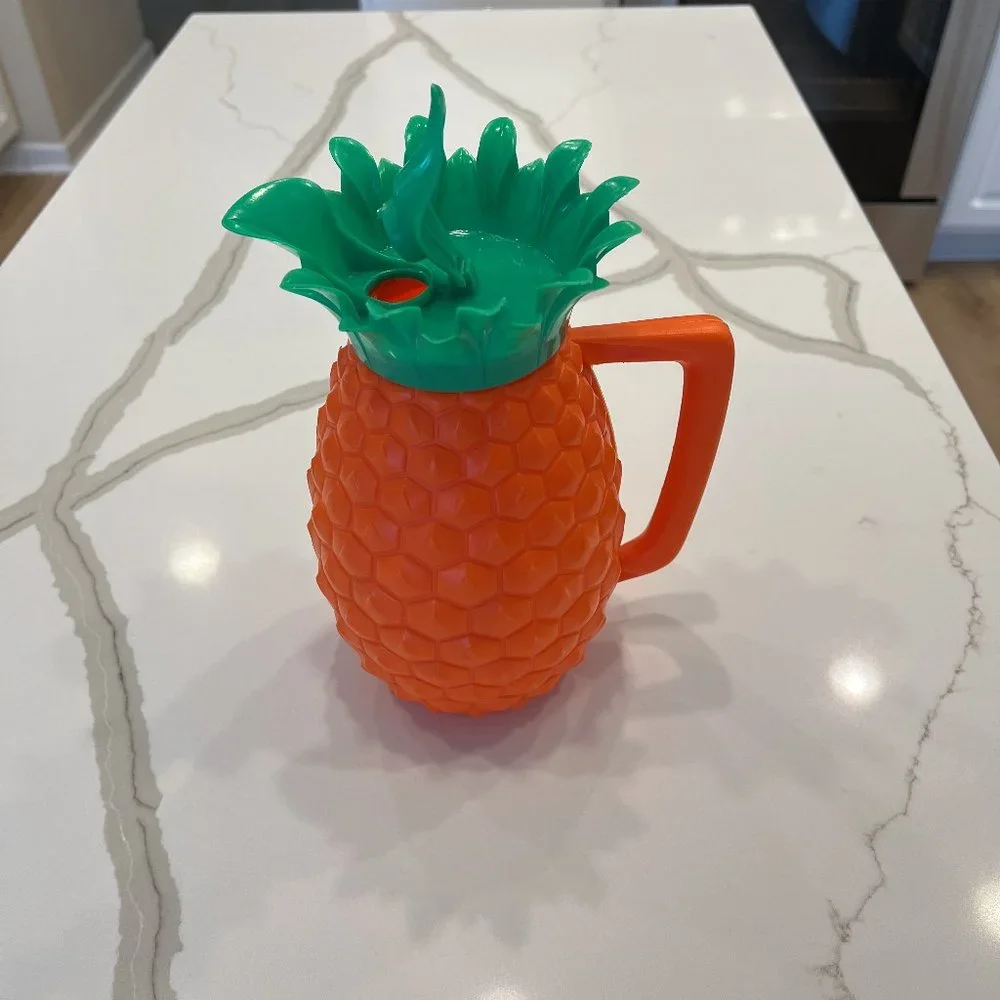 Vintage Mid-Century Minerware Orange Plastic Pineapple Pitcher